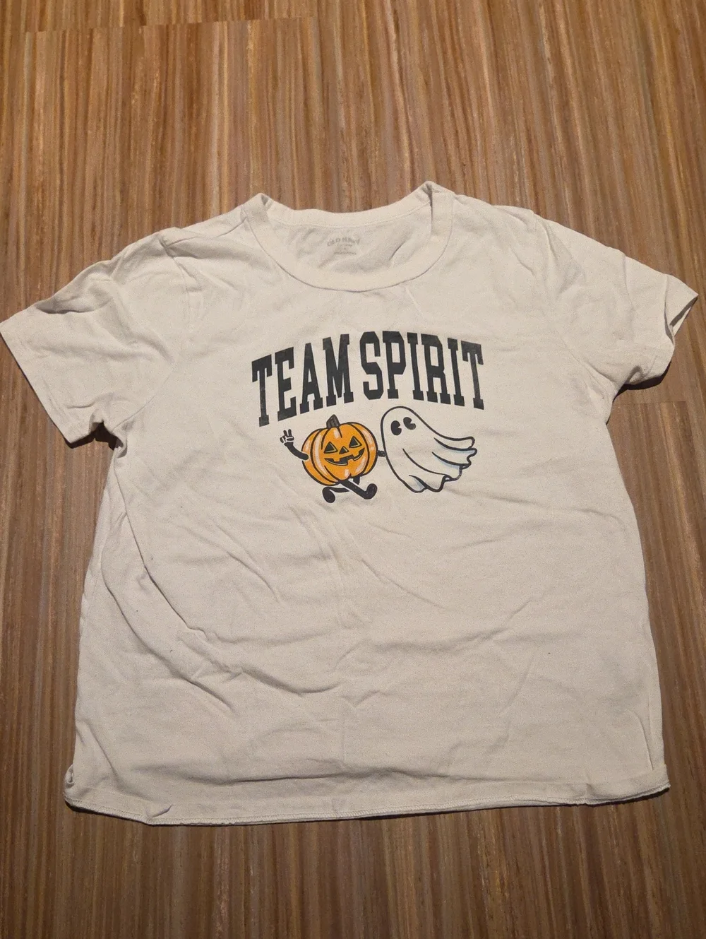 Old Navy White 'Team Spirit' Halloween Tee with Orange Pumpkin